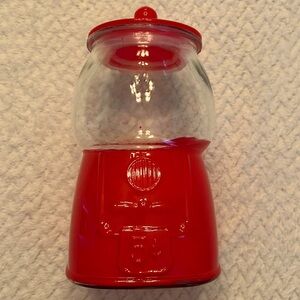 Red Glass Gumball Machine Candy Jar 8" Canister